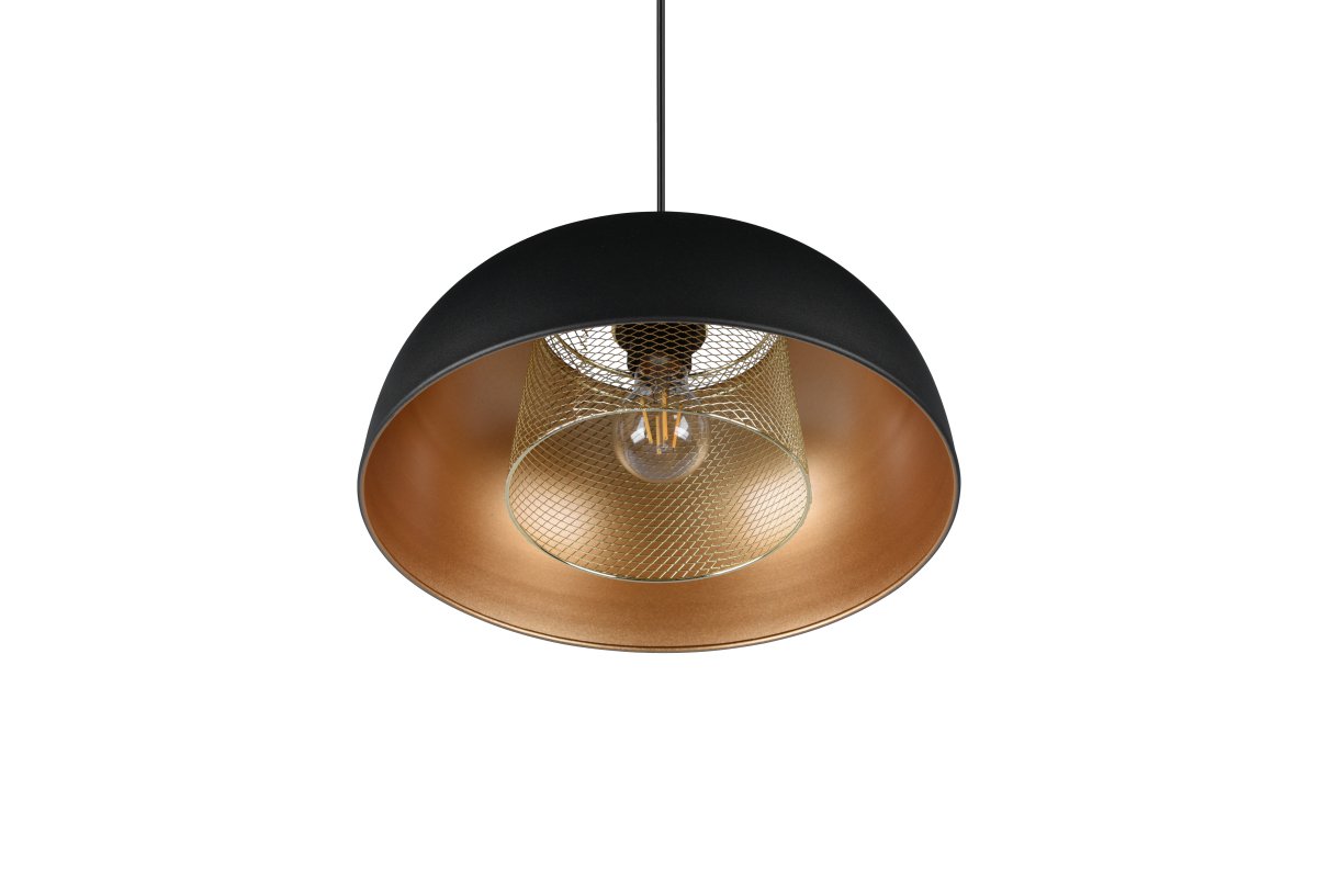 Punch Ø35 Zwart hanglamp Van Trio Lighting - De elegante vorm van de lamp en de kleurcombinatie van matzwart en goud zorgen voor een vleugje verfijning.