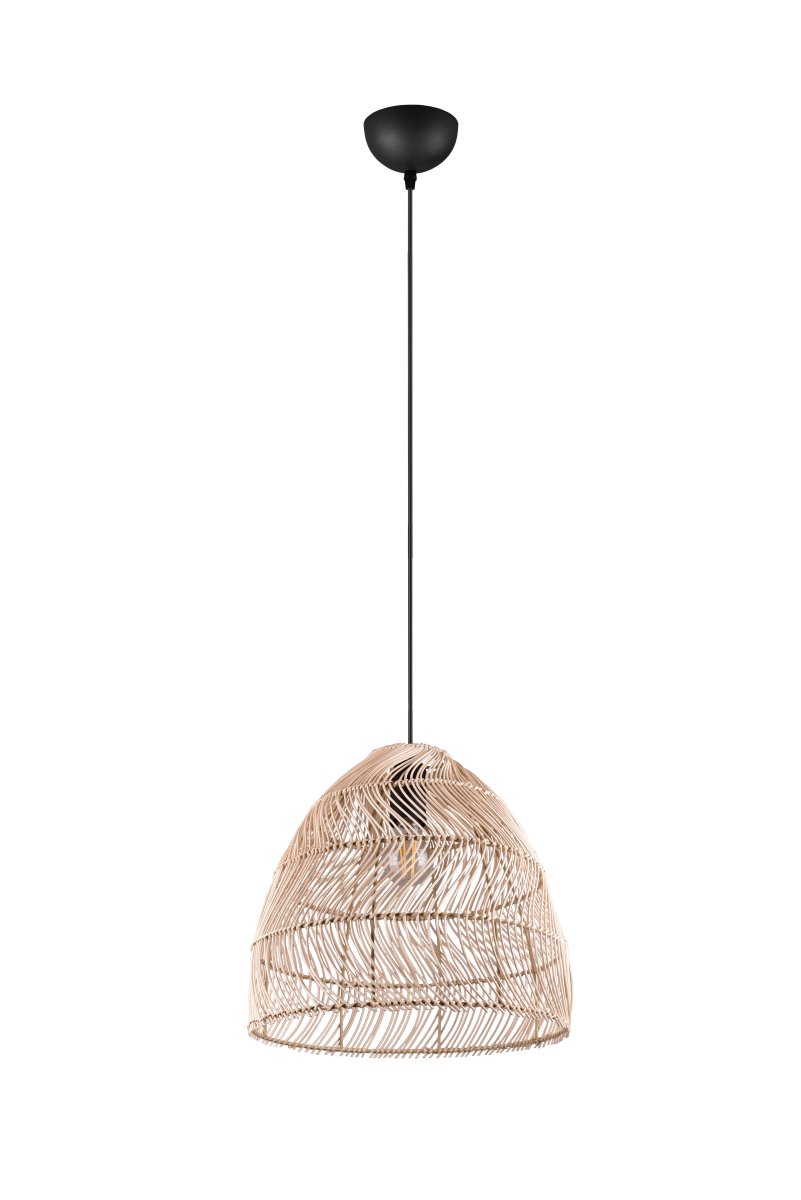 Rike Ø35 Natuur hanglamp Van Trio Lighting - De trendy lampenkap van riet zorgt voor een uitnodigende en luchtige sfeer en voegt tegelijkertijd decoratieve en lichtgevende accenten toe aan uw huis.