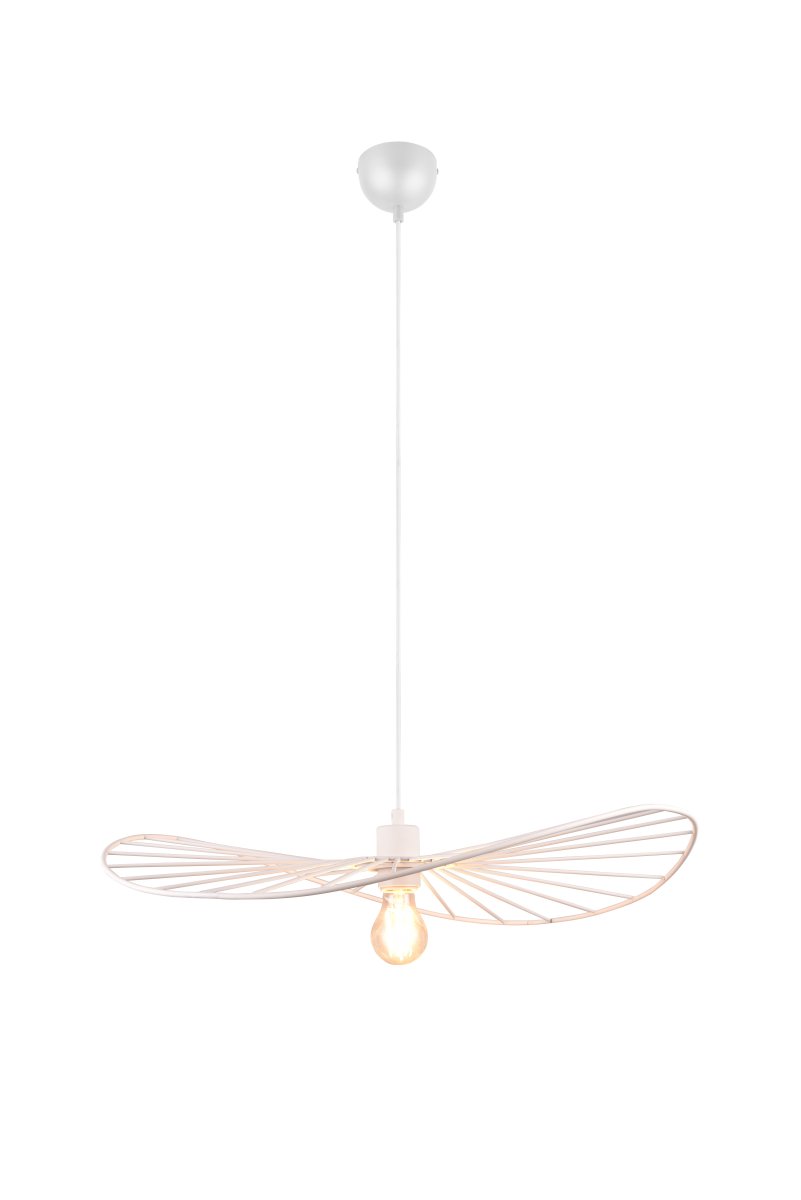 Chapeau Ø60 Wit hanglamp Van Trio Lighting - Dankzij de decoratieve metalen behuizing is het een perfecte aanvulling in woon- en eetkamers, waar het door het prachtige spel van licht en schaduw een uniek gevoel van lichtheid toevoegt.