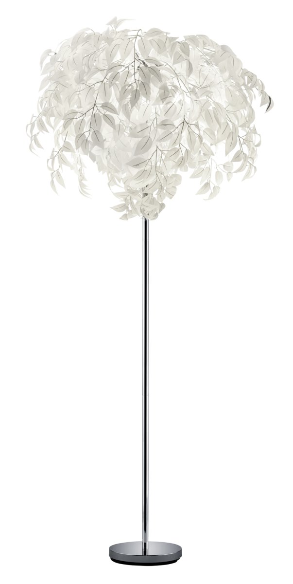 Leavy Wit vloerlamp Van Trio Lighting - De Leavy vloerlamp is een uniek en indrukwekkend element in uw huis met zijn decoratieve kunststof bladeren die de lamp een onderscheidende en betoverende stijl geven.