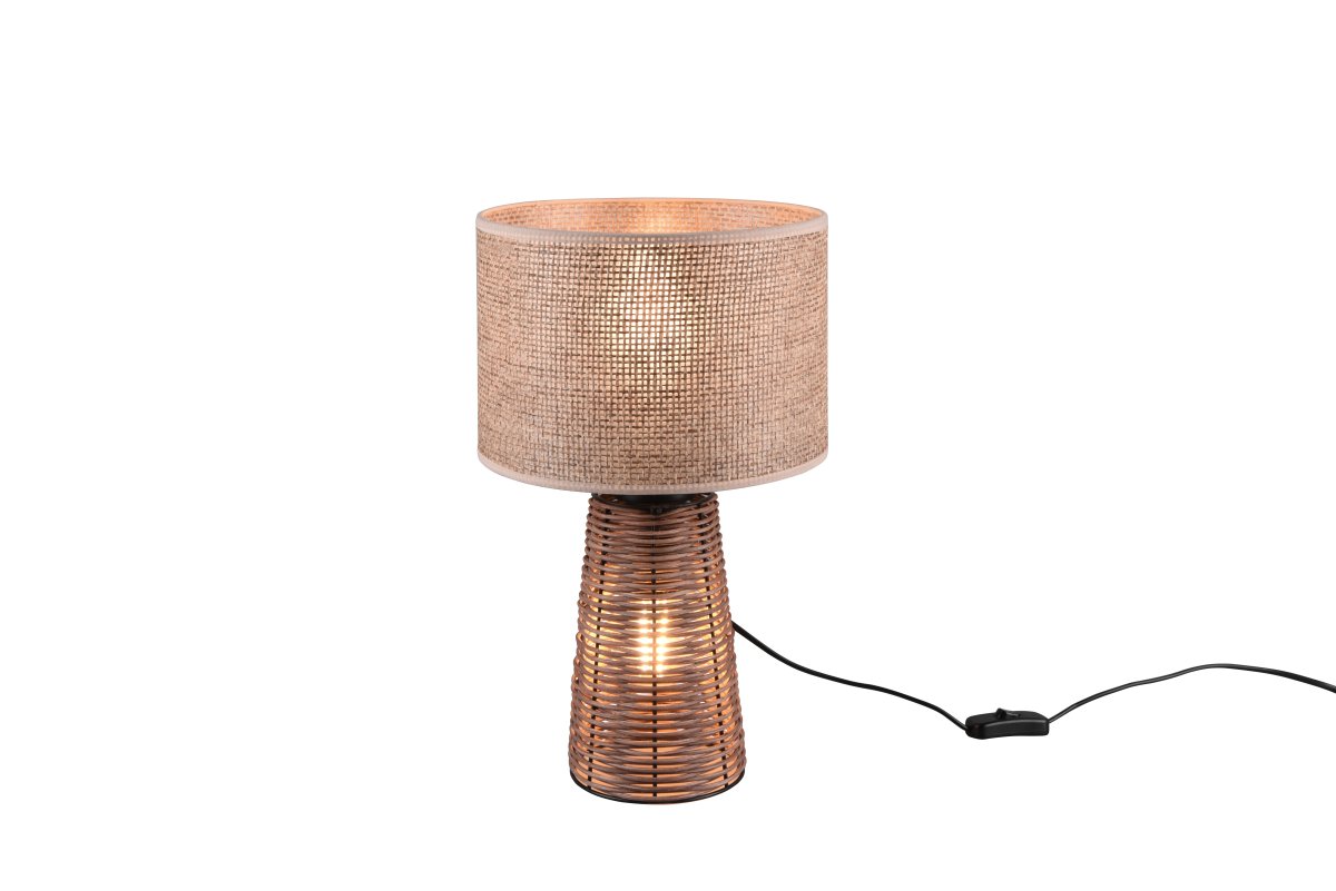 Straw 40cm Natuur tafellamp Van Trio Lighting - De STRAW tafellamp in prachtig rotanvlechtwerk verspreidt een zacht licht dat een sfeervolle sfeer cre&euml;ert.