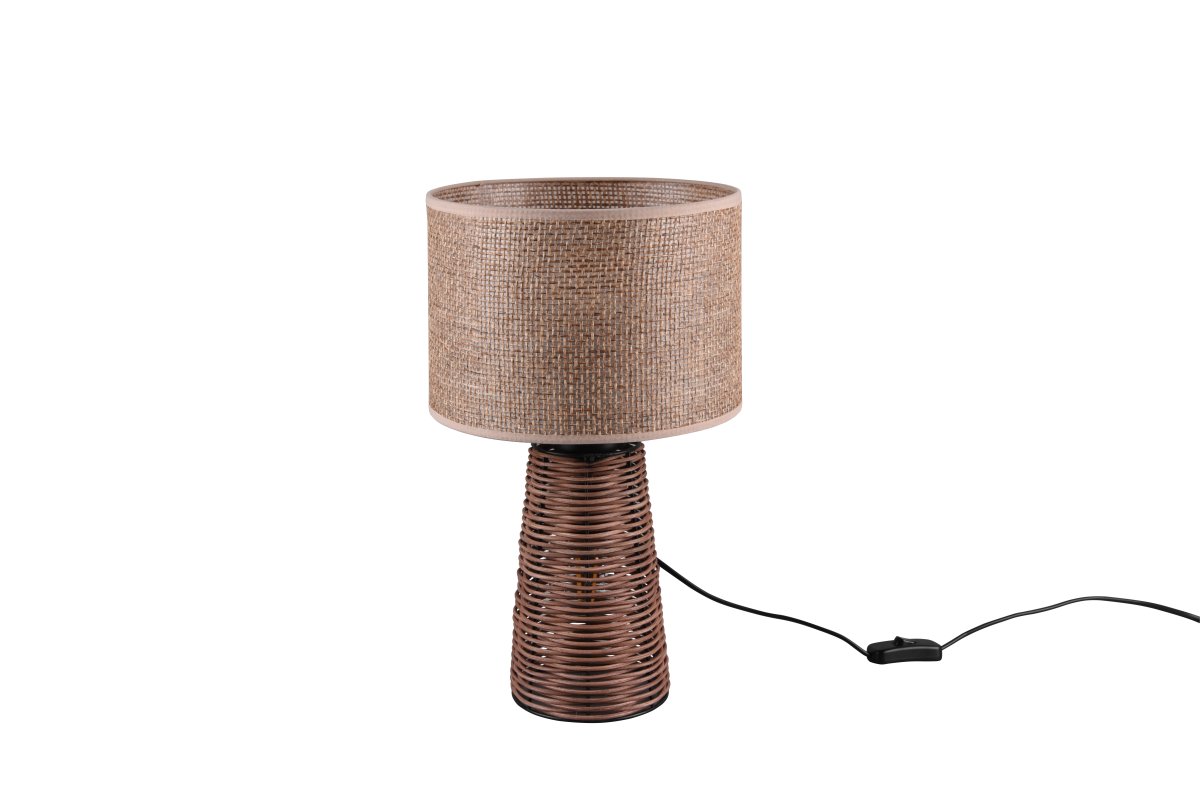 Straw 40cm Natuur tafellamp Van Trio Lighting - De STRAW tafellamp in prachtig rotanvlechtwerk verspreidt een zacht licht dat een sfeervolle sfeer cre&euml;ert.
