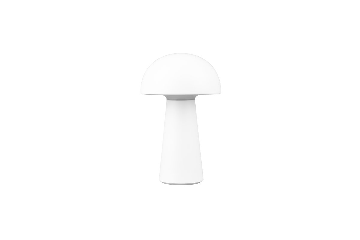 Lennon 22cm Wit Draagbare Van Trio Lighting - De lamp werkt op batterijen en is eenvoudig mee te nemen naar tuinfeestjes.