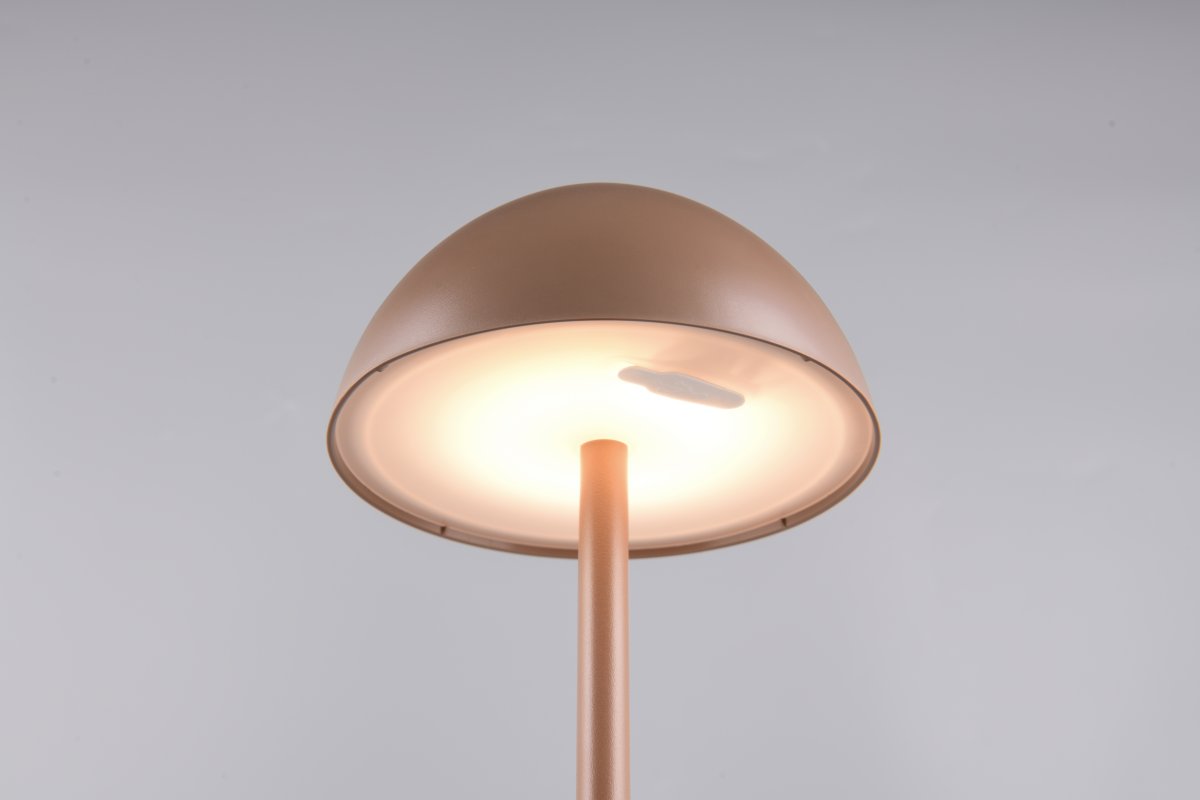 Ricardo 30cm Lichtbruin Draagbare Van Trio Lighting - Bovenaan het scherm zit een aanraakschakelaar waarmee u eenvoudig de helderheid kunt dimmen naar drie verschillende niveaus.