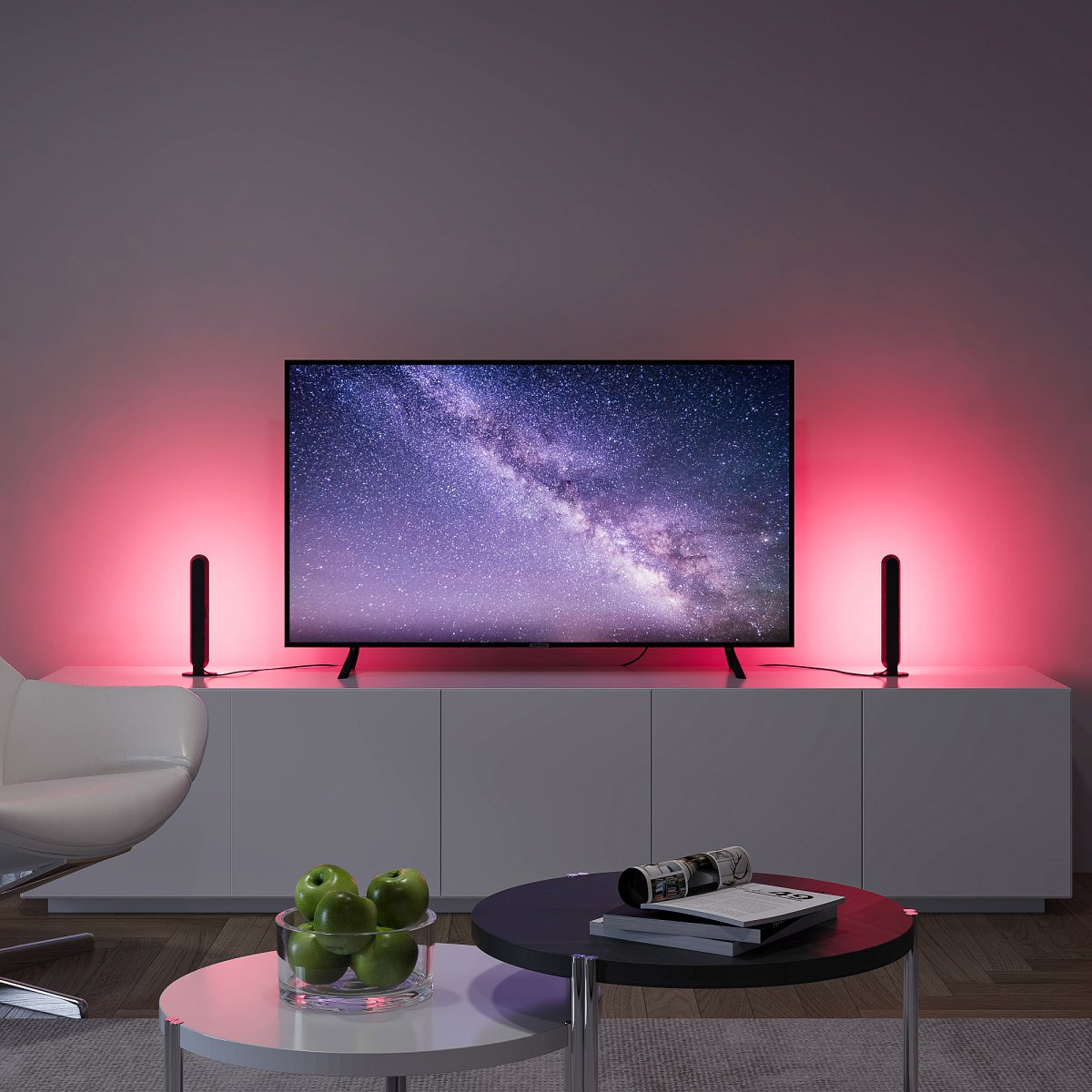 Game 28cm Zwart tafellamp Van Trio Lighting - Met de Sound Control-functie reageren de RGB-LED's van de verlichting in realtime op uw geluid.