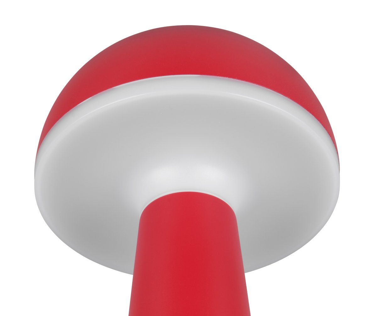 Fungo 30cm ROOD Draagbare Van Trio Lighting - De draagbare tafellamp Fungo combineert een tijdloos design met innovatieve functies, waardoor het een favoriet is onder de oplaadbare lampen.