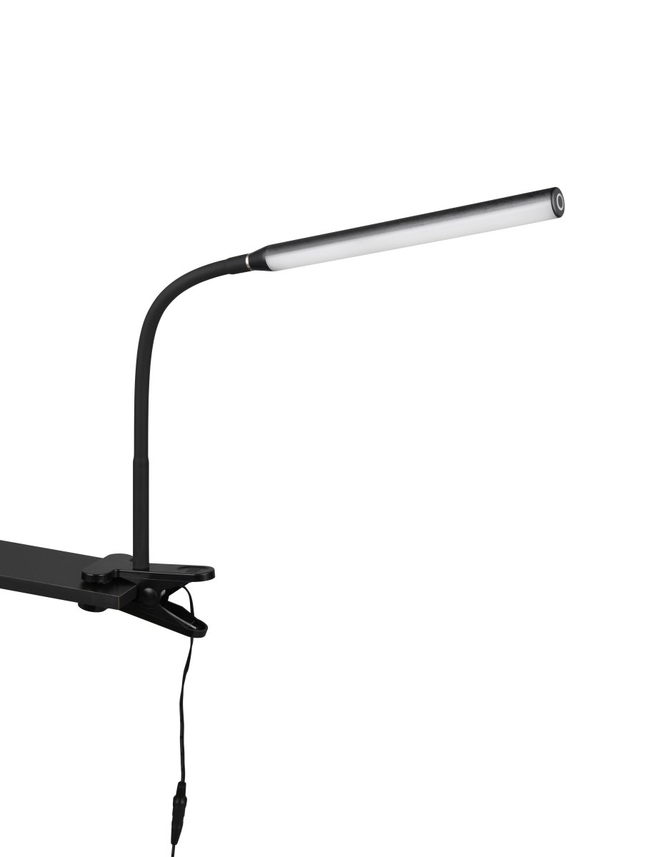 Nevada Zwart klemlamp Van Trio Lighting - Met de geïntegreerde dimmer kunt u de helderheid individueel aanpassen, terwijl de instelbare lichtkleur voor de juiste sfeer zorgt.