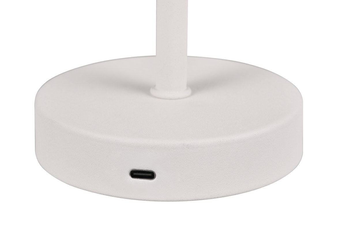Jeff 30cm Wit Draagbare Van Trio Lighting - Dankzij de oplaadbare batterij en het eenvoudige opladen via de USB-C-poort kunt u hem overal plaatsen, zonder kabels, en creëert u een gezellige lichtsfeer.