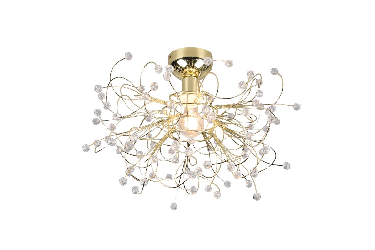 Gloria Ø52 Bronzen plafondlamp Van Trio Lighting - De elegante combinatie van gepolijst messing en glinsterende details voegt een verfijnde toets toe aan elk interieur en maakt deze lamp tot een stijlvol hoogtepunt in uw huis.