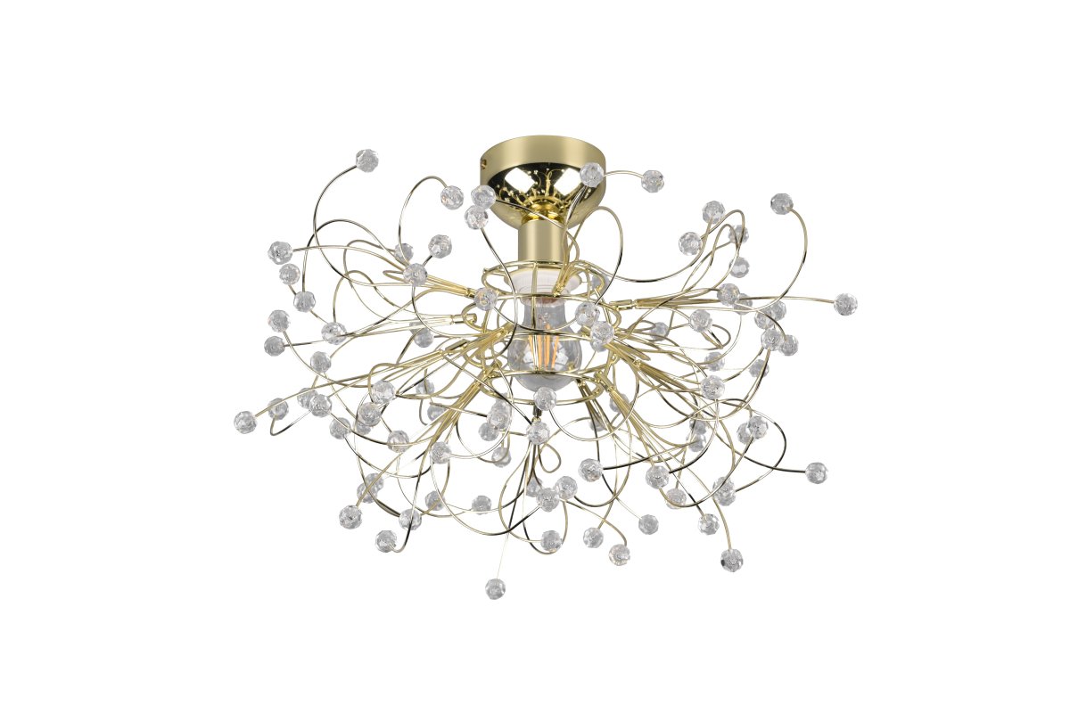 Gloria Ø52 Bronzen plafondlamp Van Trio Lighting - De elegante combinatie van gepolijst messing en glinsterende details voegt een verfijnde toets toe aan elk interieur en maakt deze lamp tot een stijlvol hoogtepunt in uw huis.