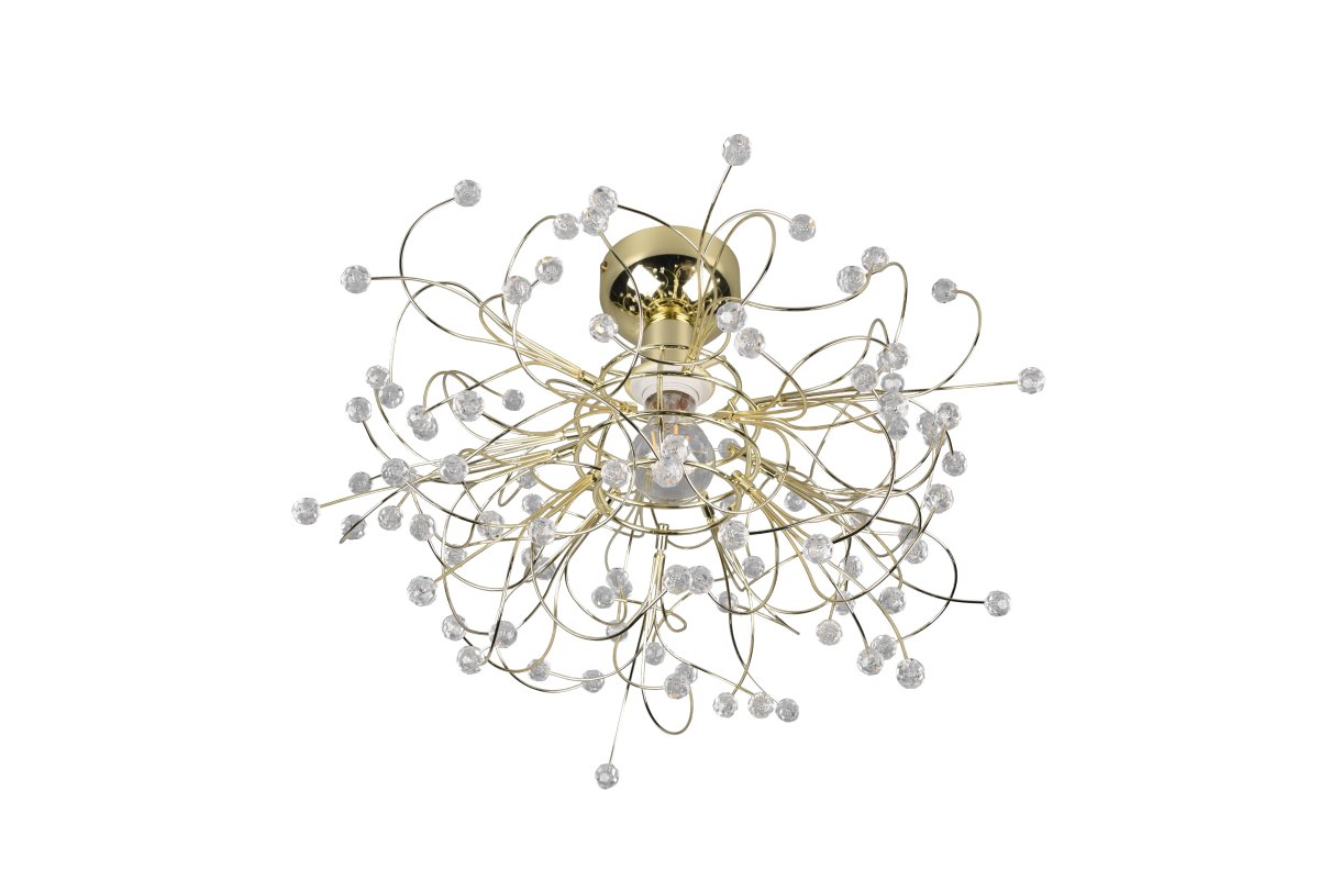 Gloria Ø52 Bronzen plafondlamp Van Trio Lighting - De elegante combinatie van gepolijst messing en glinsterende details voegt een verfijnde toets toe aan elk interieur en maakt deze lamp tot een stijlvol hoogtepunt in uw huis.