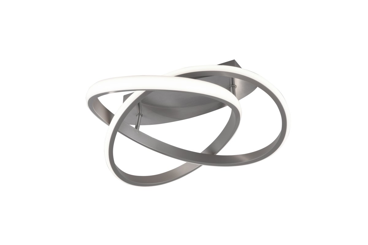 Course Ø45 Geborsteld staal plafondlamp Van Trio Lighting - De matte nikkel afwerking geeft de lamp een verfijnde en tijdloze uitstraling, die past bij veel moderne interieurstijlen en die zowel praktisch als decoratief is.