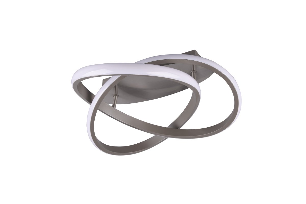 Course Ø45 Geborsteld staal plafondlamp Van Trio Lighting - De matte nikkel afwerking geeft de lamp een verfijnde en tijdloze uitstraling, die past bij veel moderne interieurstijlen en die zowel praktisch als decoratief is.