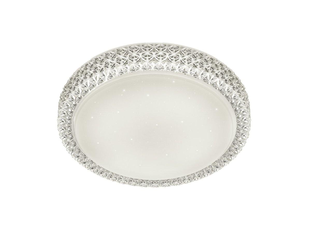  Pegasus Ø40 Wit plafondlamp Van Trio Lighting - De diameter van de lamp bedraagt 40 cm en de stijlvol gepolijste witte rand van de lamp zorgt voor een elegant en hoogwaardig karakter.