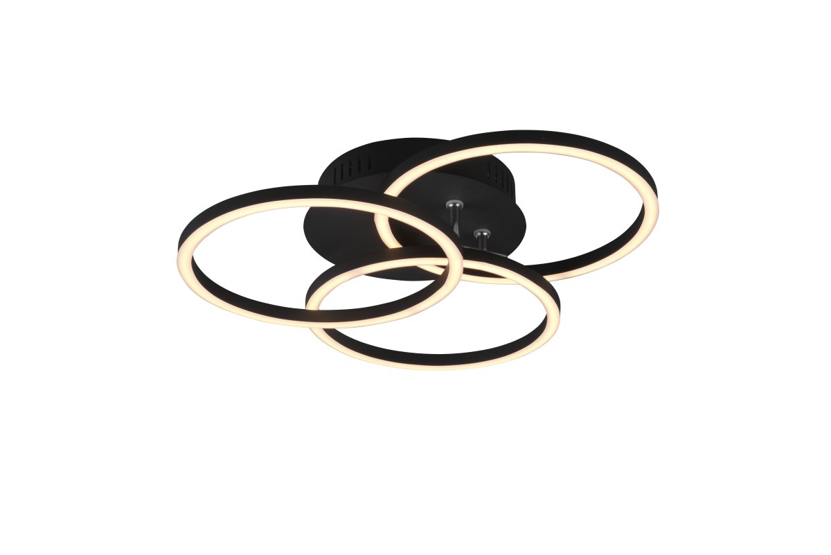 Circle Ø43 Zwart plafondlamp Van Trio Lighting - Met de afstandsbediening kunt u niet alleen de helderheid naar wens aanpassen, maar ook de kleurtemperatuur regelen van koud wit tot warm wit.