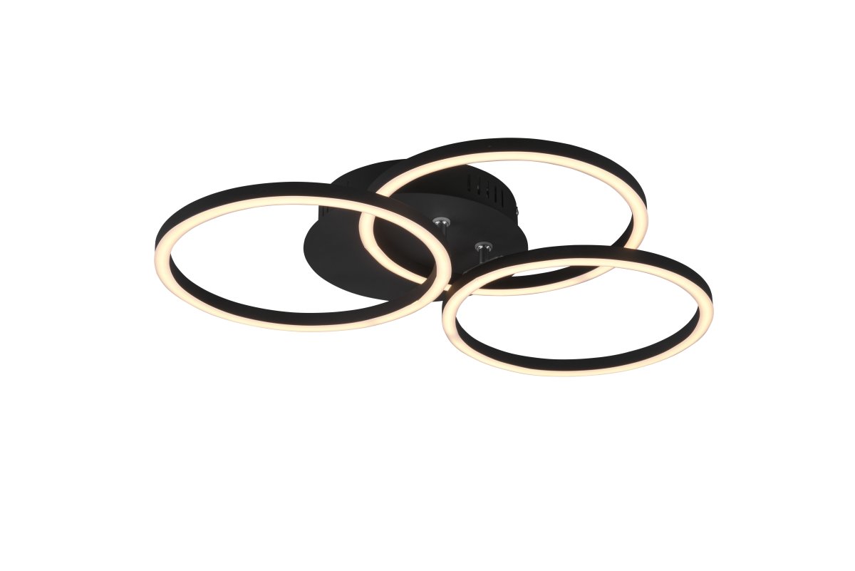 Circle Ø43 Zwart plafondlamp Van Trio Lighting - Met de afstandsbediening kunt u niet alleen de helderheid naar wens aanpassen, maar ook de kleurtemperatuur regelen van koud wit tot warm wit.