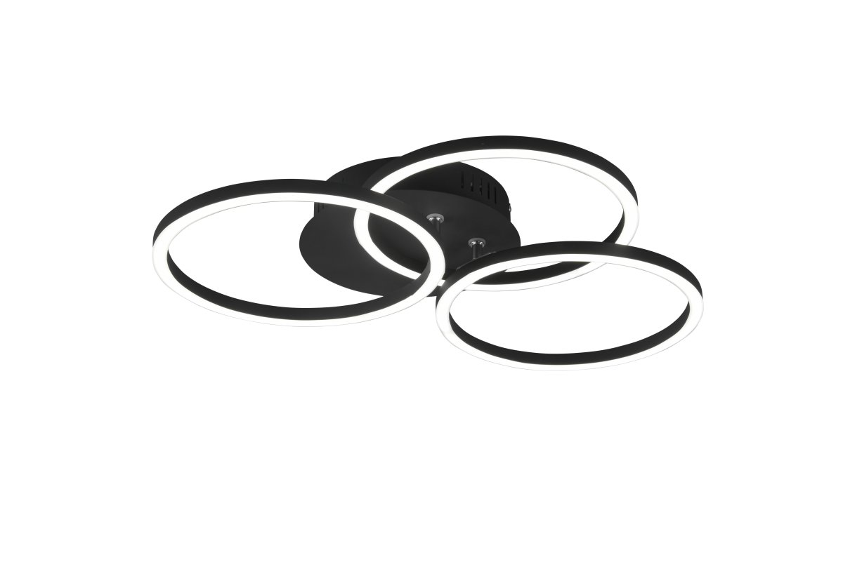 Circle Ø43 Zwart plafondlamp Van Trio Lighting - Met de afstandsbediening kunt u niet alleen de helderheid naar wens aanpassen, maar ook de kleurtemperatuur regelen van koud wit tot warm wit.