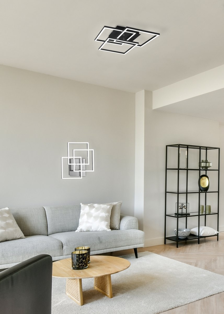 Mobile 42cm Zwart plafondlamp Van Trio Lighting - Met de meegeleverde afstandsbediening kunt u eenvoudig de helderheid en kleurtemperatuur aanpassen, van koel wit tot warm wit, zodat u de lamp aan uw verschillende stemmingen en behoeften kunt aanpassen.