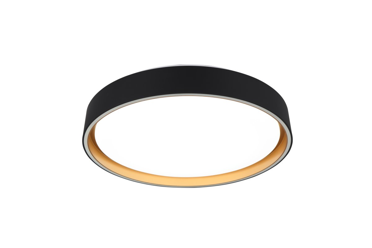 Felis Ø40 Zwart plafondlamp Van Trio Lighting - Met de afstandsbediening kunt u eenvoudig de helderheid en de lichtkleur aanpassen, zodat u de perfecte, gezellige verlichting voor uw woonkamer cre&euml;ert.