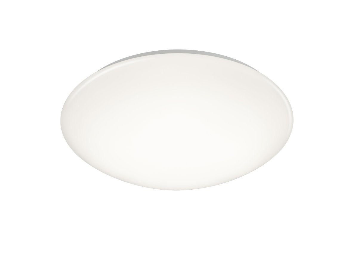 Prodo Ø50 Wit plafondlamp Van Trio Lighting - De ge&iuml;ntegreerde verlichting is dimbaar en de kleurtemperatuur kan worden aangepast met de meegeleverde afstandsbediening.