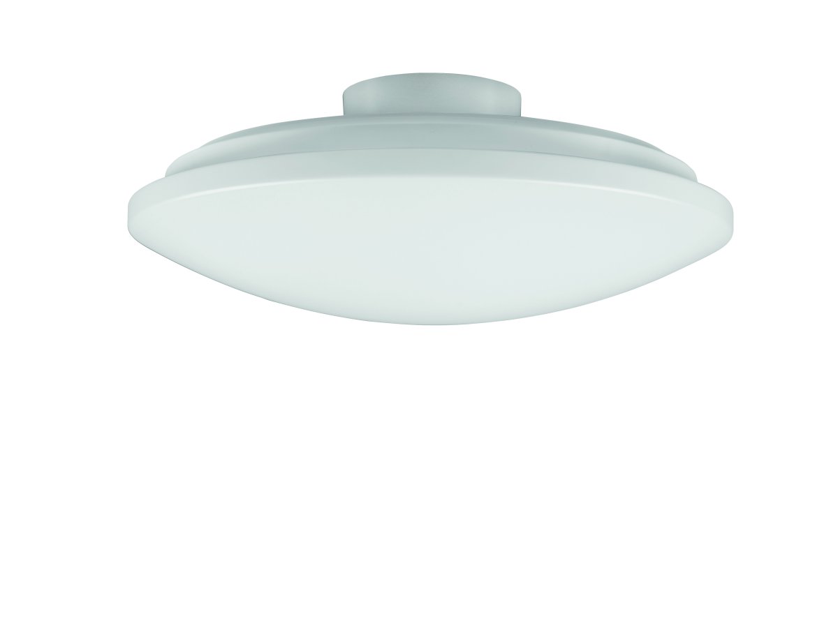 Prodo Ø50 Wit plafondlamp Van Trio Lighting - De ge&iuml;ntegreerde verlichting is dimbaar en de kleurtemperatuur kan worden aangepast met de meegeleverde afstandsbediening.