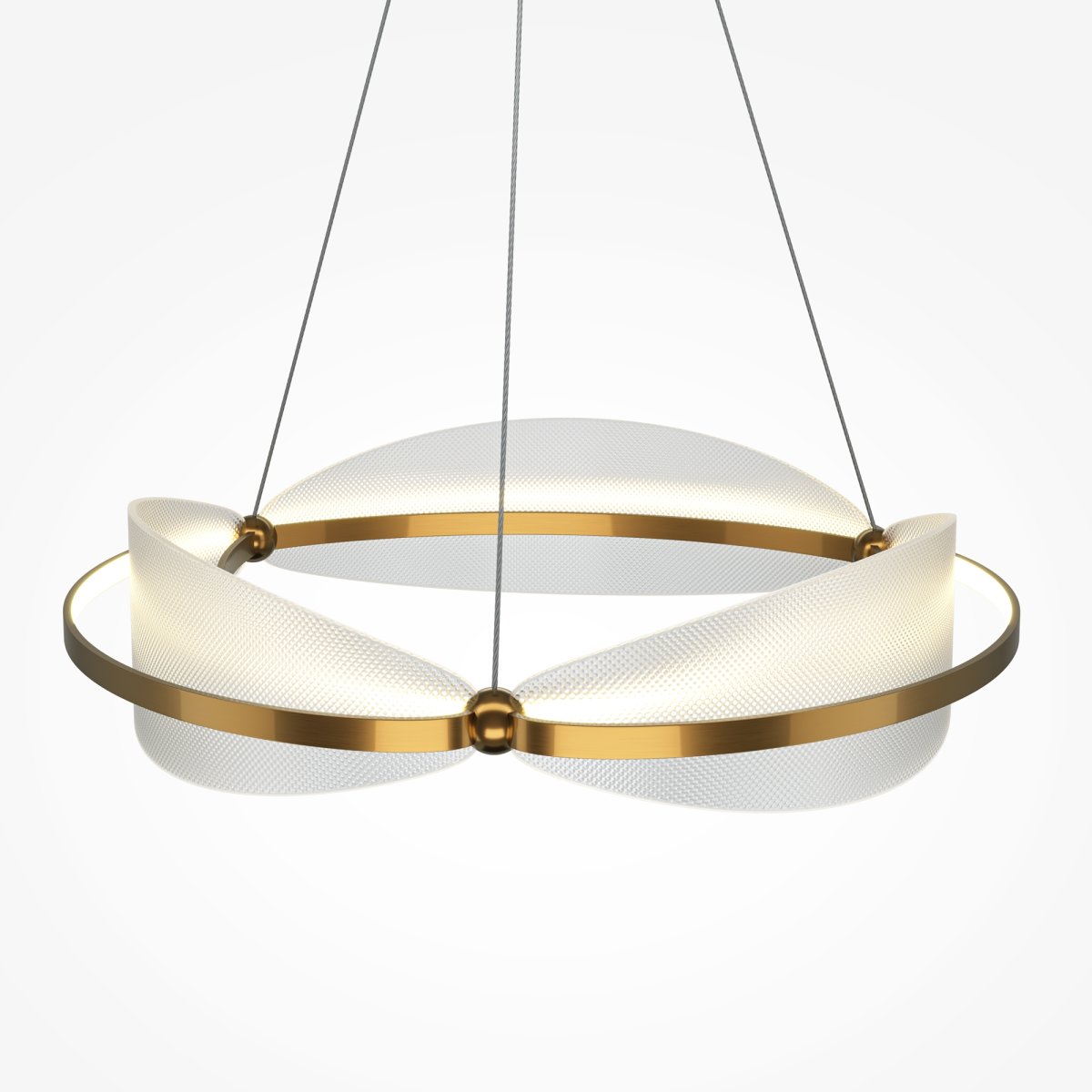 Breeze Ø60 Messing hanglamp Van Maytoni - Met zijn zwevende, golvende vormen in combinatie met een goudkleurig metalen frame creëert het een verfijnde en artistieke indruk in elke kamer.