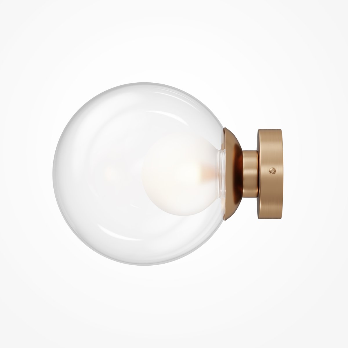 Basic form Ø20 Goud wandlamp Van Maytoni - Dankzij de ronde, heldere glazen kap en de gouden voet verspreidt de lamp zacht en warm licht, wat een uitnodigende sfeer creëert.