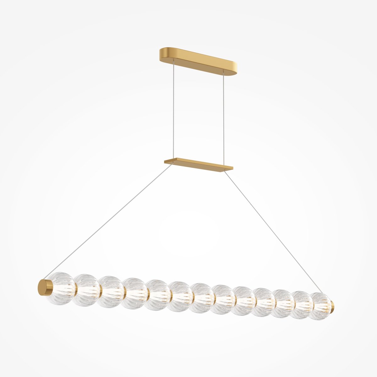 Amulet 110cm Goud hanglamp Van Maytoni - Met een rij elegante glazen bollen en een stijlvol gouden frame zorgt het voor een fantastische lichtstroom die de sfeer in elke kamer verbetert.