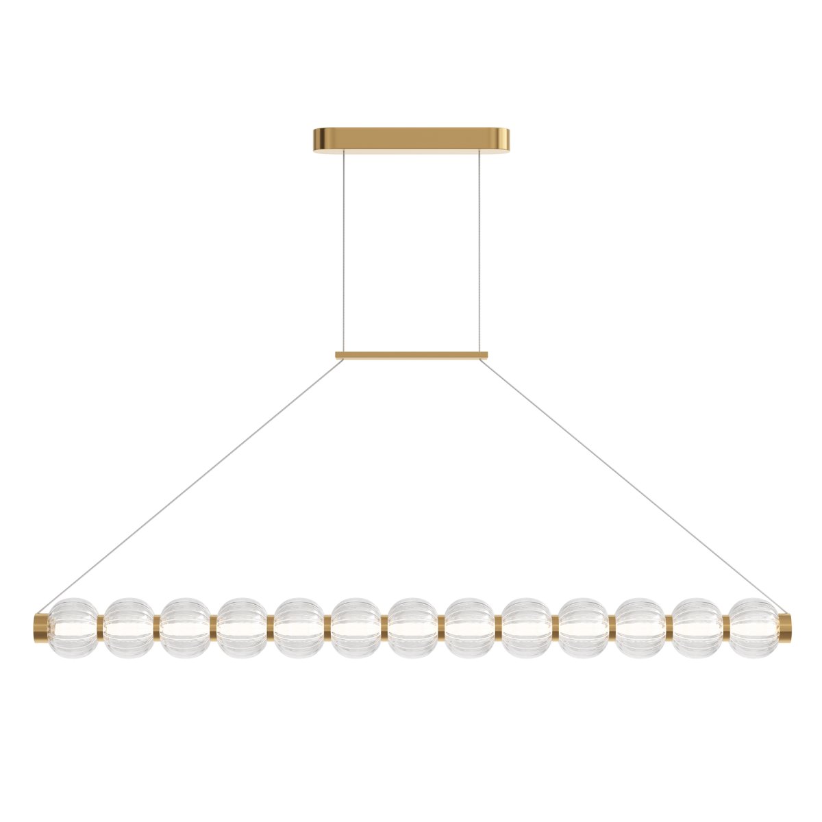 Amulet 110cm Goud hanglamp Van Maytoni - Met een rij elegante glazen bollen en een stijlvol gouden frame zorgt het voor een fantastische lichtstroom die de sfeer in elke kamer verbetert.