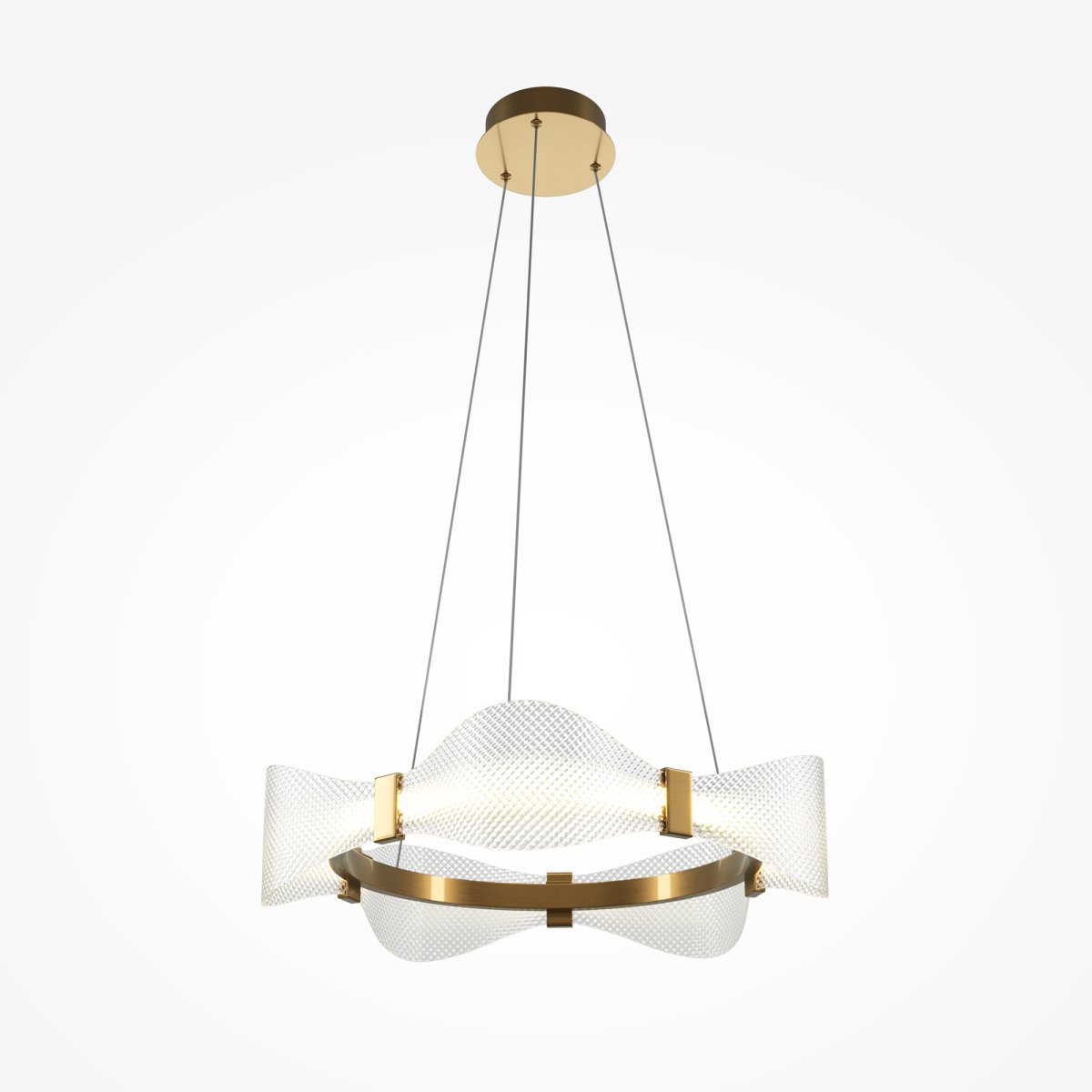 Breeze Ø60 Messing hanglamp Van Maytoni - Met zijn zwevende, golvende vormen in combinatie met een goudkleurig metalen frame creëert het een verfijnde en artistieke indruk in elke kamer.