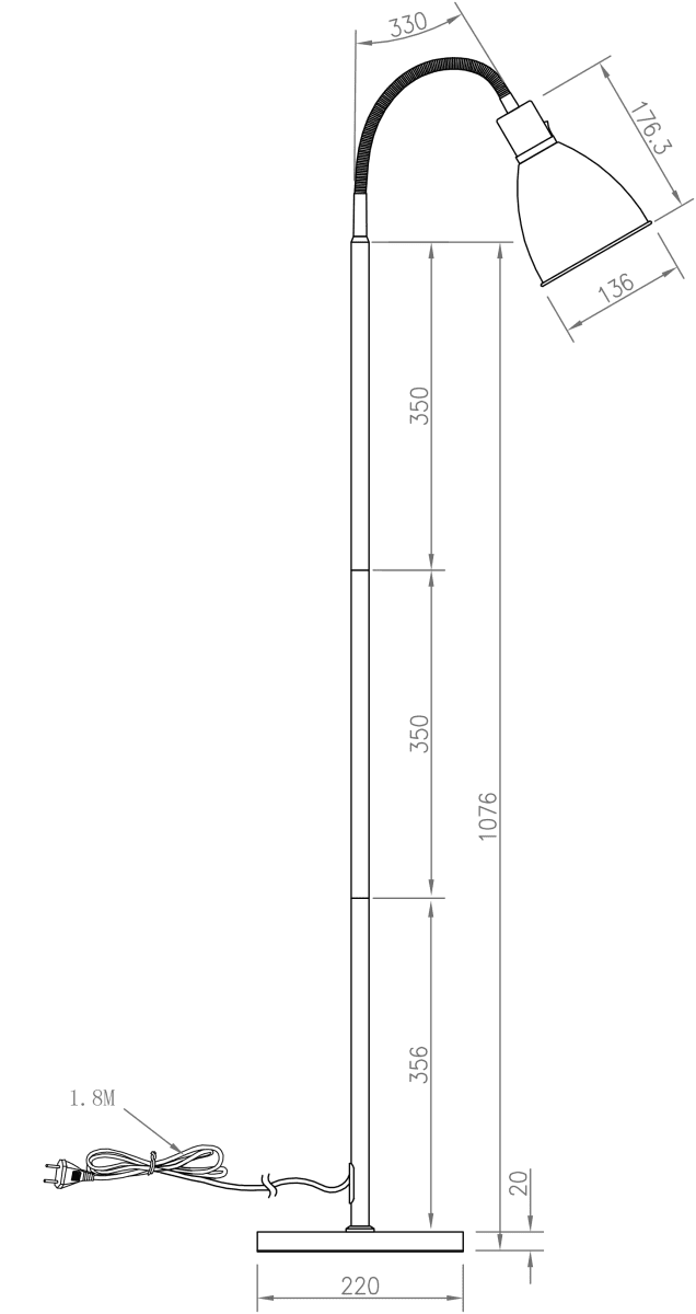 Idre 1 Zwart vloerlamp Van Aneta Lighting - Idre is een stijlvolle staande lamp in matzwart metaal met een elegante decoratieve ring in chroom.