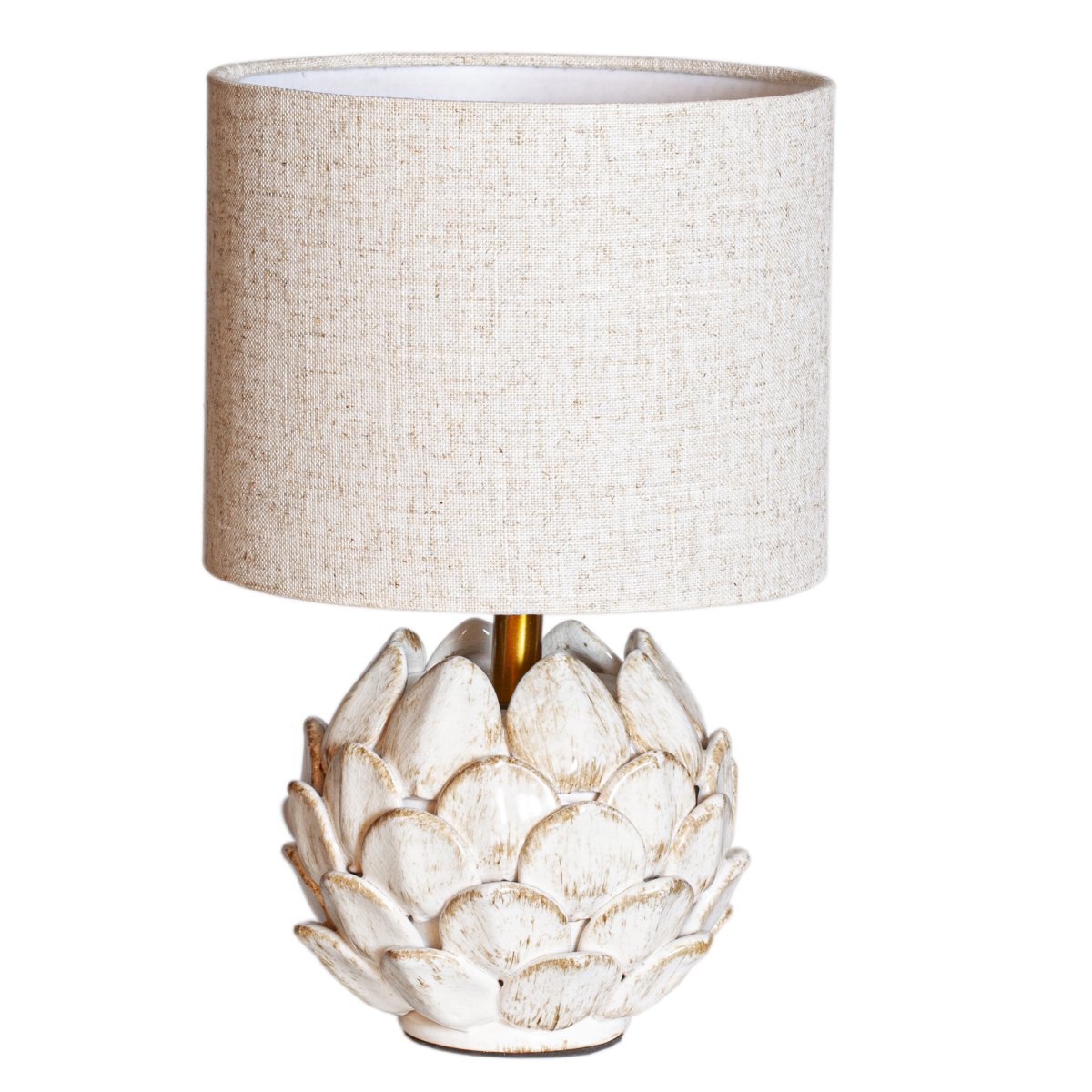 Rosanna 30cm Beige tafellamp Van Cottex - De keramische lampenvoet in een rustiek witte kleur, gecombineerd met de beige linnen kap, draagt bij aan een harmonieuze sfeer in de kamer.