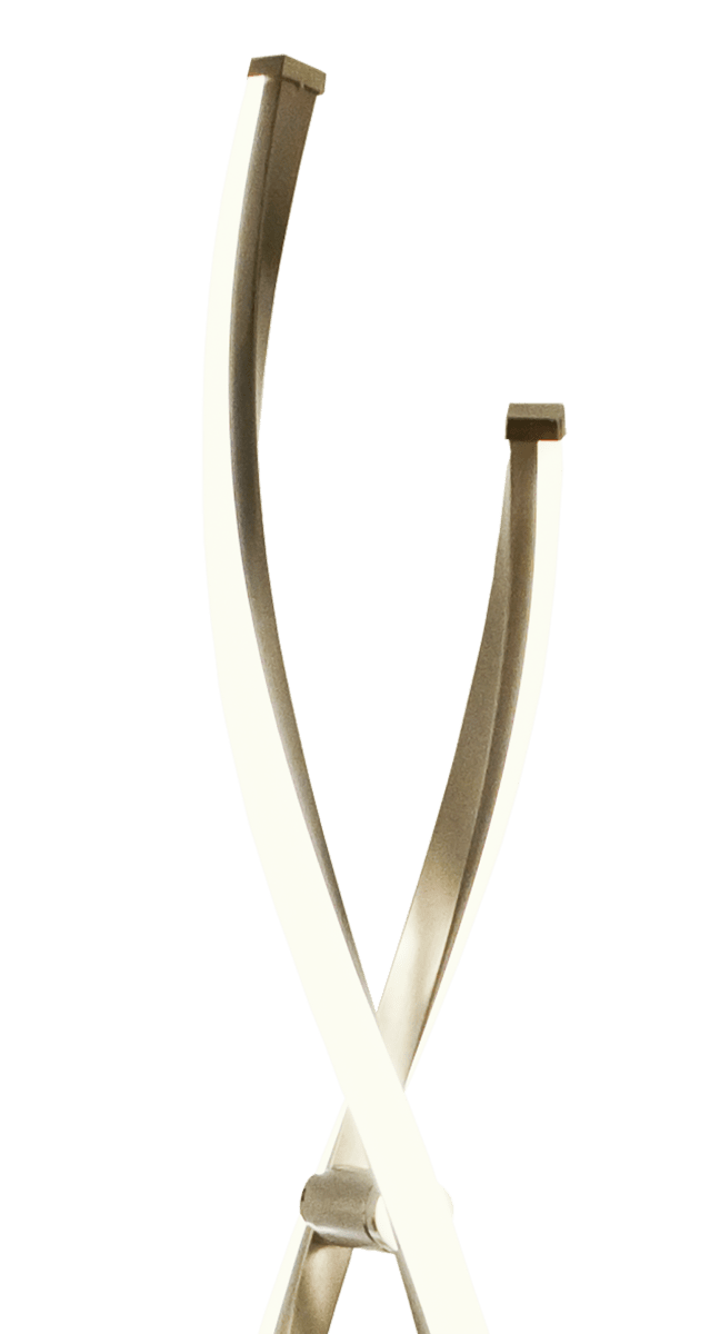 Swirl Staal vloerlamp Van Aneta Lighting - De gedraaide vorm cre&euml;ert leven en zorgt voor een mooie lichtspreiding in de kamer, wat wordt benadrukt door de ingebouwde LED-verlichting.