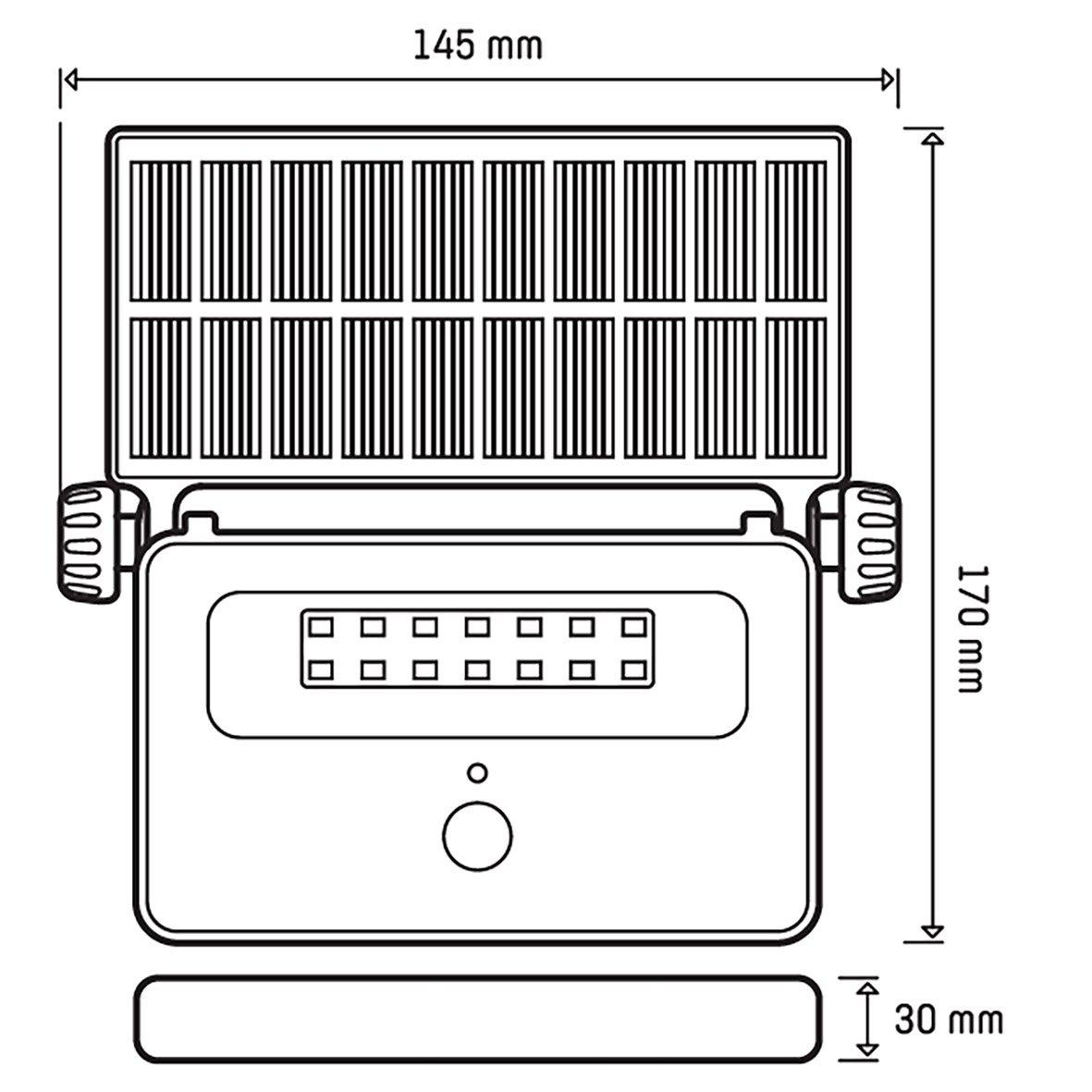 Batterijgevoede schijnwerper met sensor Zwart solarlamp Van Designlight - Mits het donker is (minder dan 10 lux) en iemand/iets beweegt binnen een straal van 5 meter of dichterbij, schakelt de schijnwerper automatisch in en blijft 30 seconden branden vanaf de laatst geregistreerde beweging.