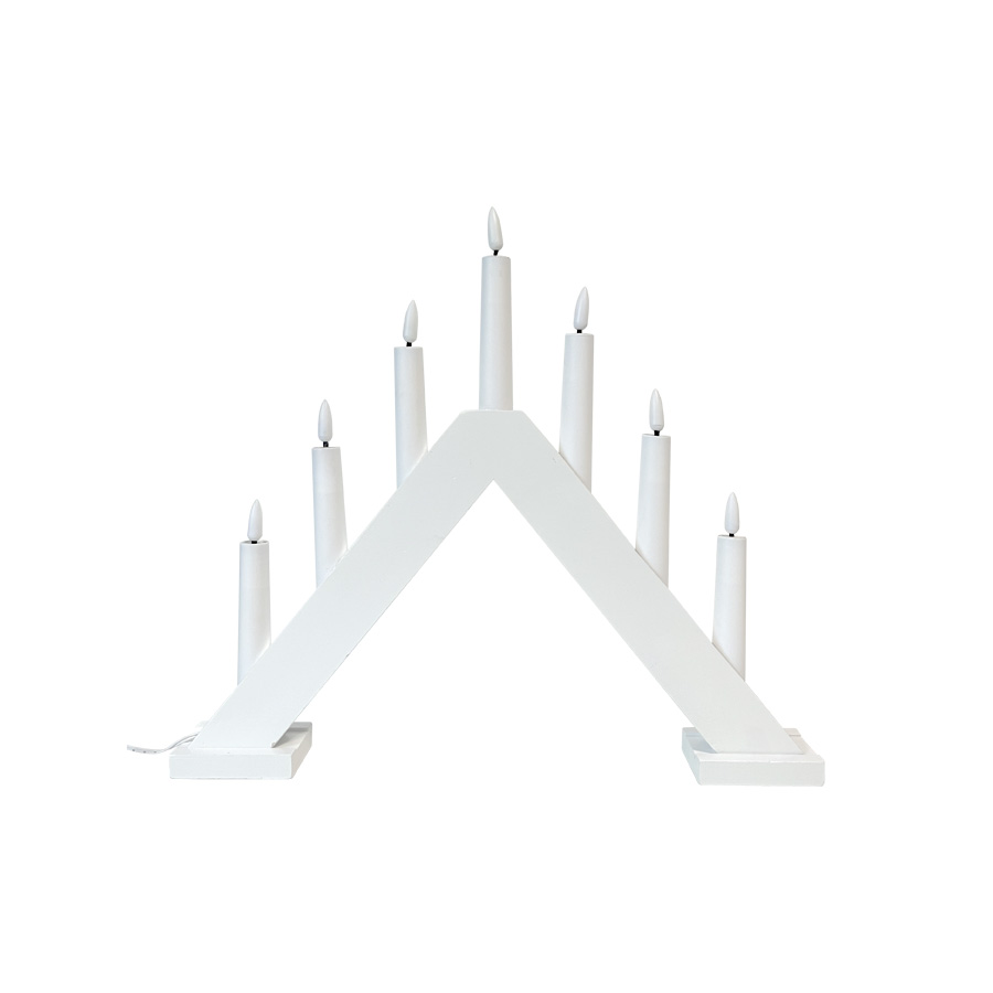 Sara Wit Van Pixie Design - Sara is een klassieke kandelaar met zeven armen, gemaakt van hout.