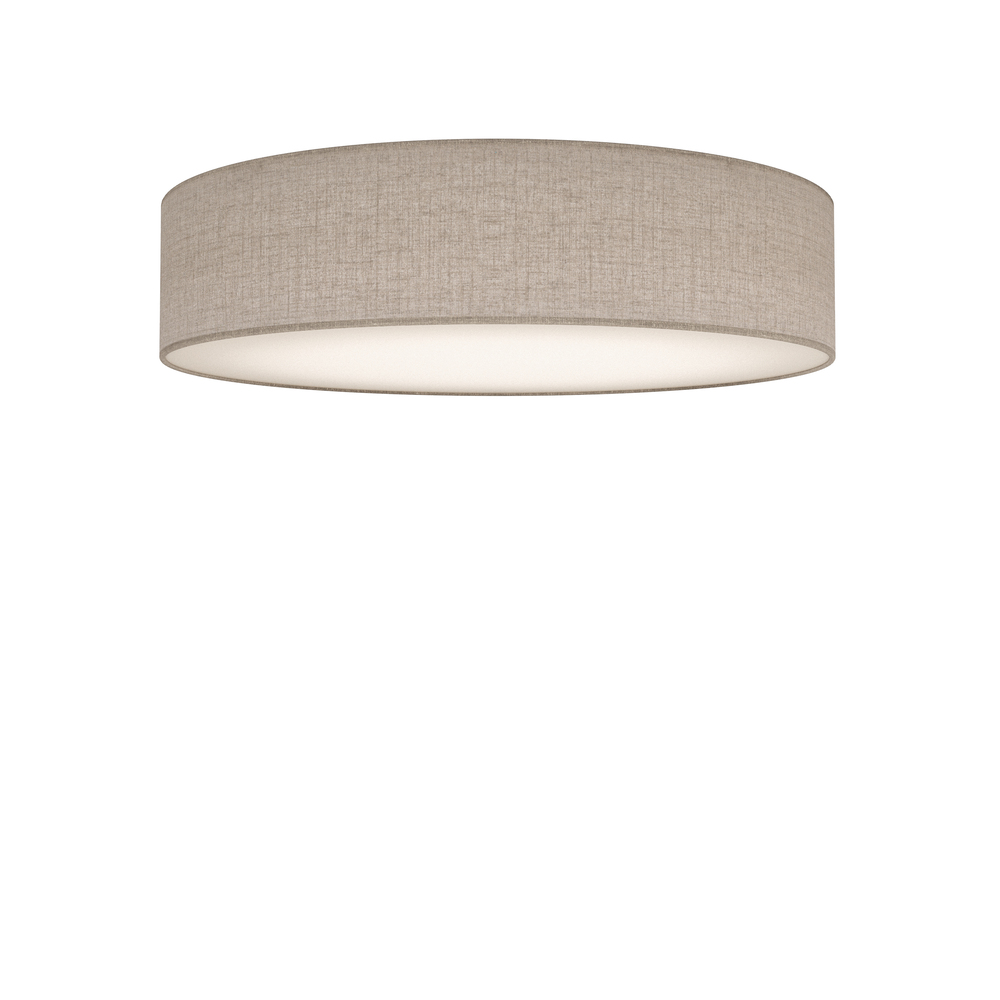 Soft Ø50 Beige linnen plafondlamp Van Belid - De lampenkap van linnen in een natuurlijke beige kleur is gecombineerd met een witte voetplaat die zorgt voor een gelijkmatige en niet-verblindende lichtverdeling.