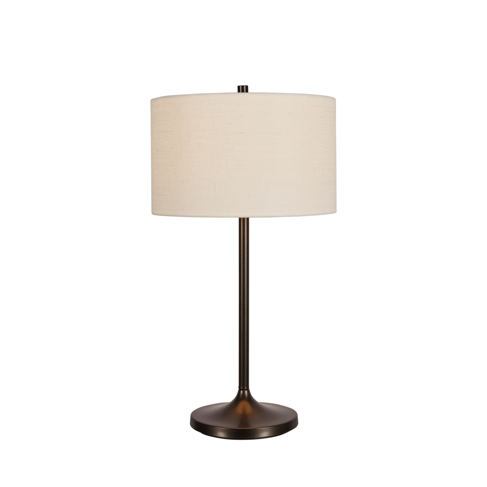 Soft 64cm Wit/brons tafellamp Van Belid - De Soft tafellamp is een stijlvolle en harmonieuze lamp met een kap van wit, Europees vlas en een voet met een metallic bronzen afwerking.