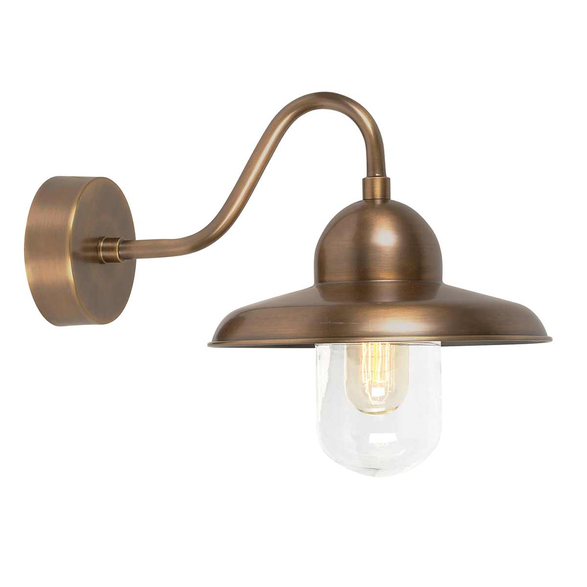 Somerton Antiek messing buitenlamp Van Elstead Lighting - De Somerton wandlamp in verouderd messing is geïnspireerd op de eenvoudige schuurtuinlampen van het begin van de 20e eeuw.