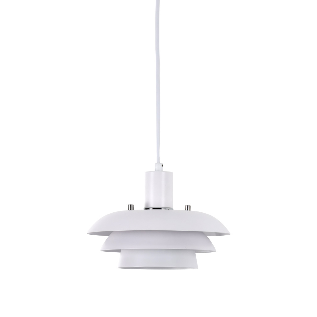 Stealth Ø20 Wit raamlamp Van Nordic Lighting - De lamp is gemaakt van wit metaal en heeft een zacht, gelaagd ontwerp dat zorgt voor een aangenaam, naar beneden gericht licht &ndash; perfect voor ramen of kleinere ruimtes.