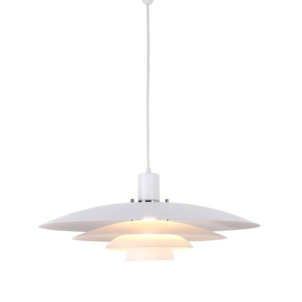Stealth Ø50 Wit hanglamp Van Nordic Lighting - De lamp wordt geleverd met twee sets details - knoppen en ringen in zowel chroom als wit - zodat u de uitstraling kunt kiezen en het ontwerp kunt aanpassen aan uw interieur.