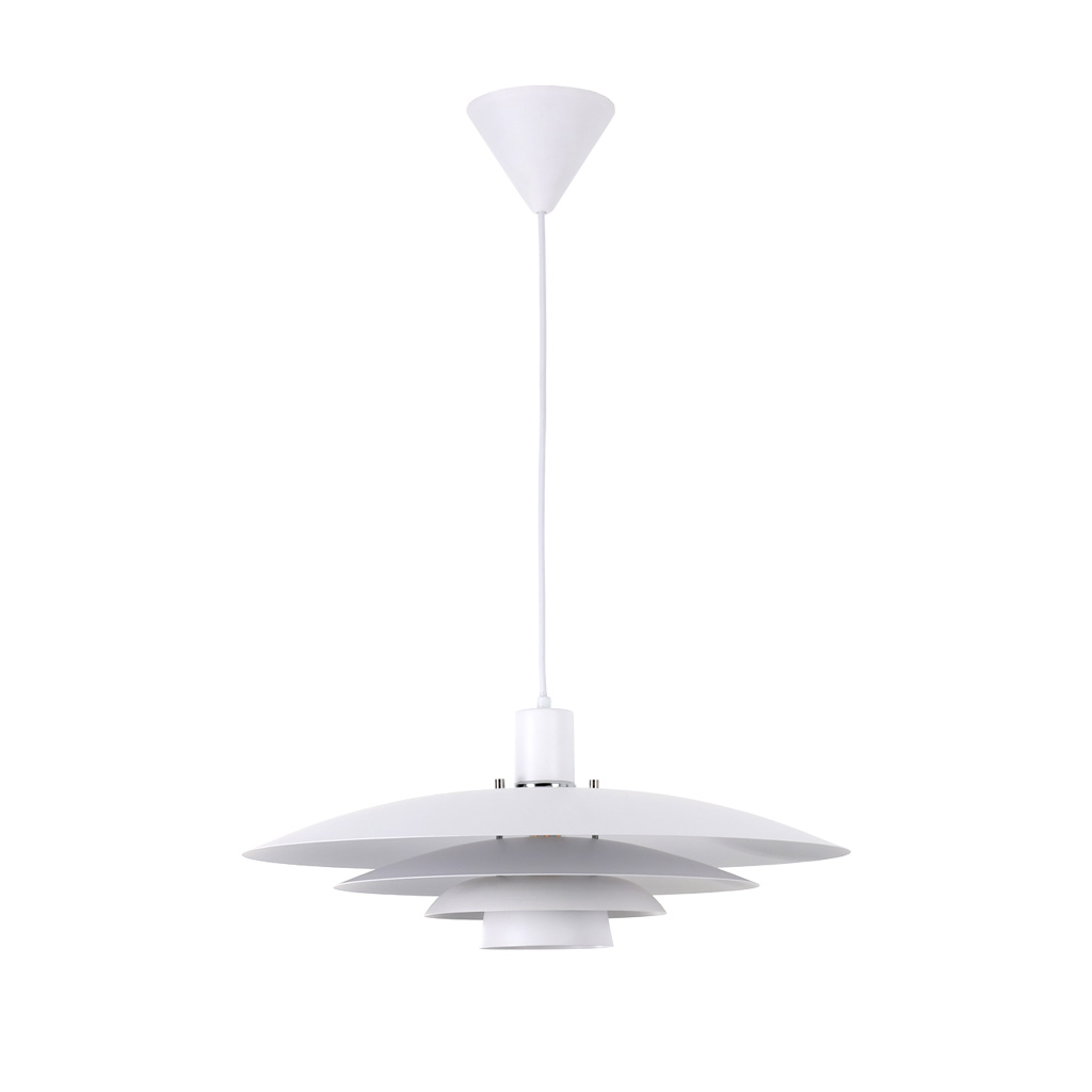 Stealth Ø50 Wit hanglamp Van Nordic Lighting - De lamp wordt geleverd met twee sets details - knoppen en ringen in zowel chroom als wit - zodat u de uitstraling kunt kiezen en het ontwerp kunt aanpassen aan uw interieur.