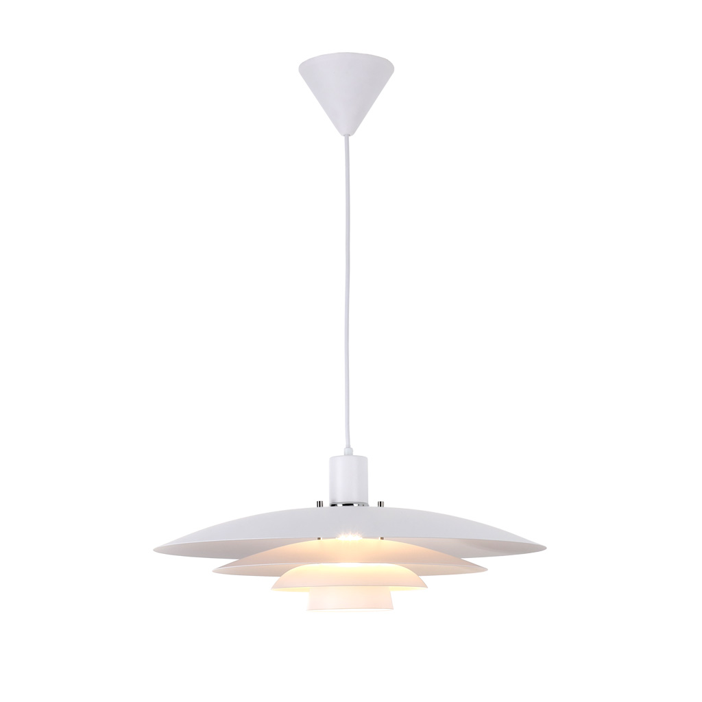 Stealth Ø50 Wit hanglamp Van Nordic Lighting - De lamp wordt geleverd met twee sets details - knoppen en ringen in zowel chroom als wit - zodat u de uitstraling kunt kiezen en het ontwerp kunt aanpassen aan uw interieur.