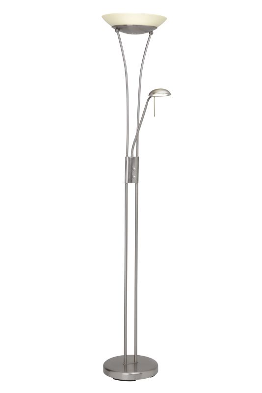 Finn Zilver vloerlamp Van Brilliant - De lamp verspreidt een warmwit licht dat een gezellige sfeer creëert en met de geïntegreerde dimmer is de lichtsterkte traploos regelbaar.