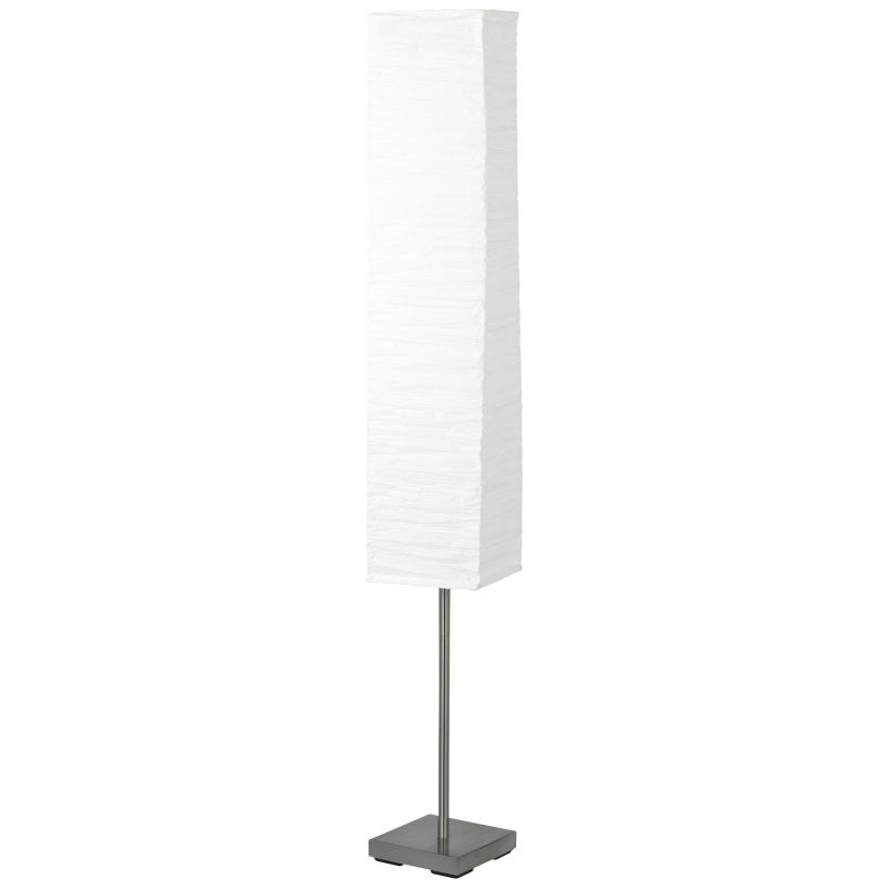 Nerva Zilver/Wit vloerlamp Van Brilliant - Wordt geleverd met een snoer van 1,9 m, een staande schakelaar en een stekker.