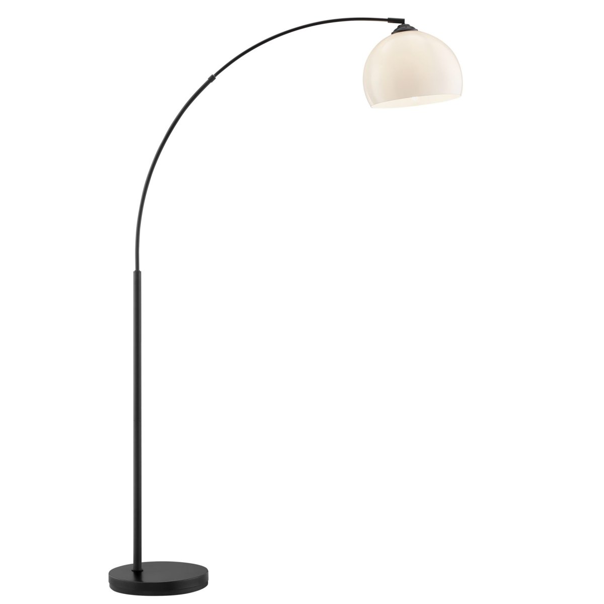 Vessa Zwart vloerlamp Van Brilliant - Vessa is een stijlvolle vloerlamp van zwart metaal met een witte kunststof kap die de lamp een zachte en elegante uitstraling geeft.