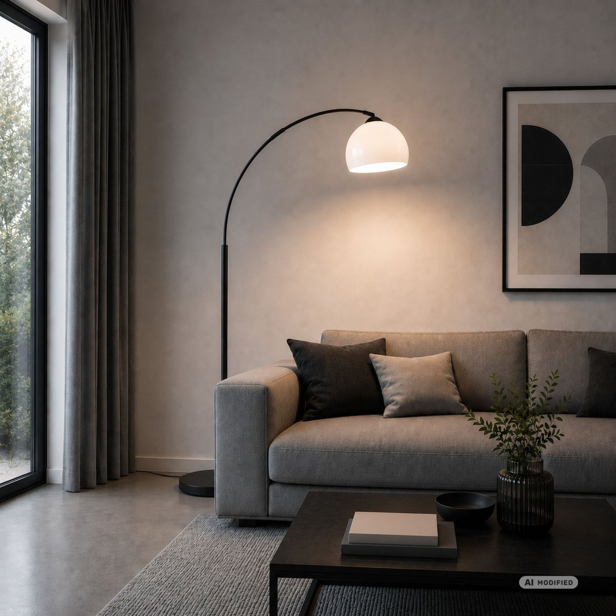 Vessa Zwart vloerlamp Van Brilliant - Vessa is een stijlvolle vloerlamp van zwart metaal met een witte kunststof kap die de lamp een zachte en elegante uitstraling geeft.