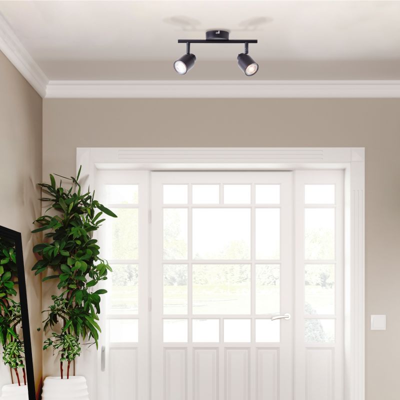 Andres 2 Zwart spot Van Brilliant - Het licht kan worden gericht om details te accentueren of grotere delen van de kamer te verlichten, en de lamp kan zowel aan het plafond als aan de muur worden bevestigd.
