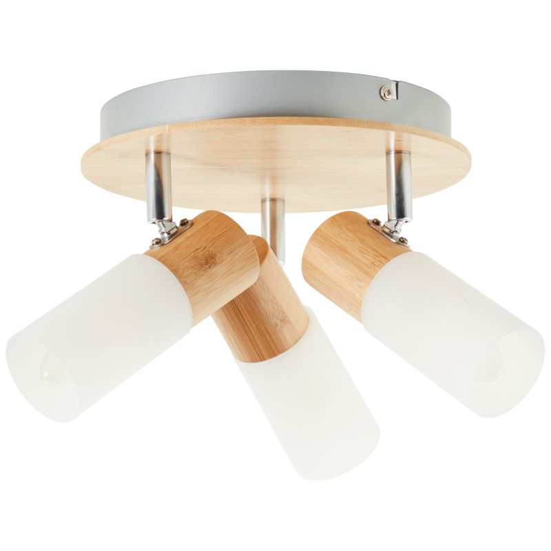 Babsan 3 Hout spot Van Brilliant - De houten details in combinatie met de witte kappen geven een warme en natuurlijke uitstraling die past bij moderne functionaliteit.