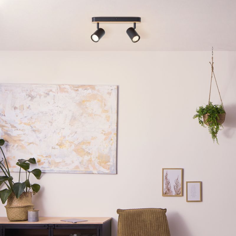 Niels 2 Zwart spot Van Brilliant - Niels is een flexibele spot die zowel aan het plafond als aan de wand te gebruiken is.