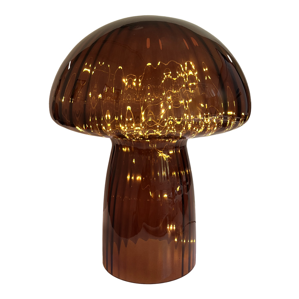 Mushroom 35cm Kastanjebruin tafellamp Van Pixie Design - De lamp is voorzien van een timer en een praktische 5-staps dimmer, waarmee u het licht naar wens kunt aanpassen.